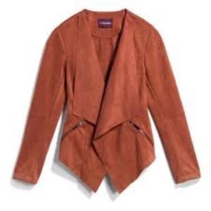 VIGOSS cute faux suede jacket. Size 1X. Color is Siena a warm terracotta.
